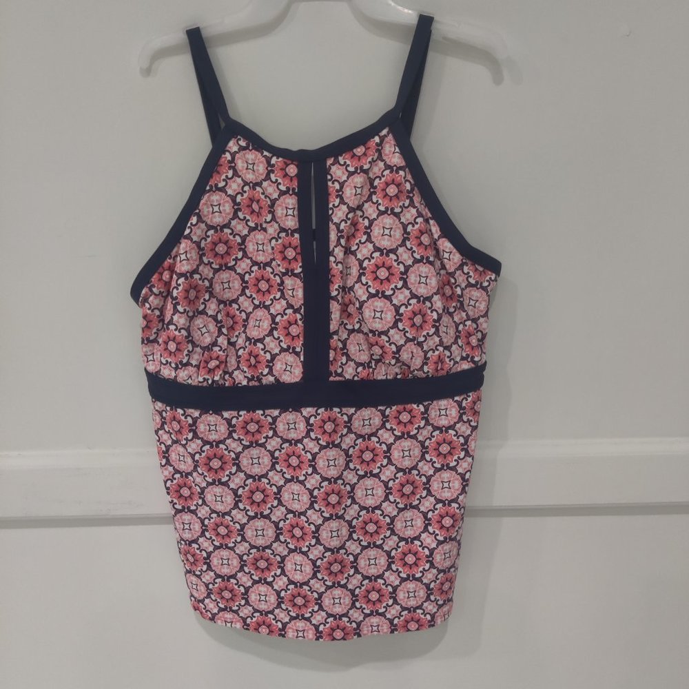 Lands' End Women's Modest Keyhole High Neck Tankini Top Size 18 D Cup $60 9B499